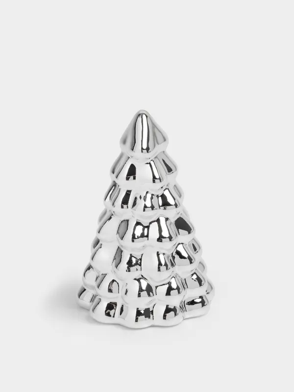 Статуэтка, 7 см, фарфор P, серебристая, Елка, Silver style, image-0