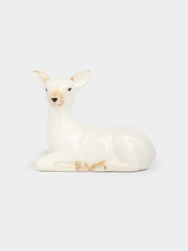 Емкость для соли или перца, 7 см, керамика D, бело-бежевая, Олененок, Fawn, image-0