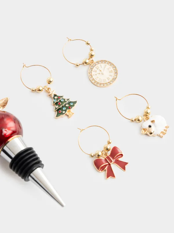 Пробка для винной бутылки с подвесками, 5 предметов, Гранат, Christmas time, image-1