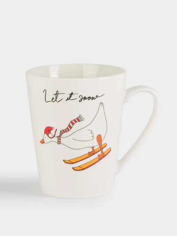 Кружка, 420 мл, фарфор N, белая, Гуси, Goose christmas, image-0