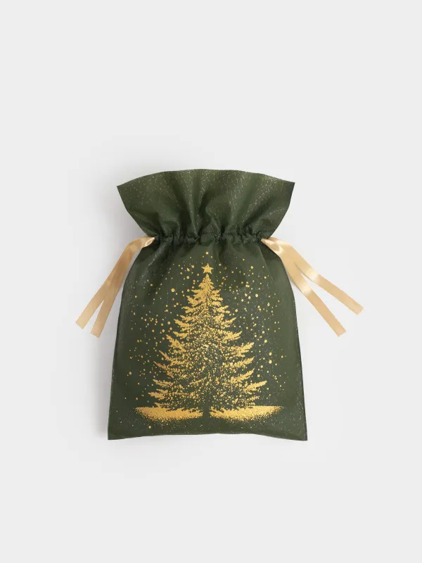 Мешок подарочный, 20х30 см, с завязками, полипропилен, зеленый, Ель, Night spruce, image-3