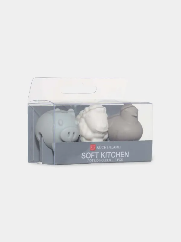 Держатель для крышки кастрюли, 3 шт, силикон, микс, Животные, Soft kitchen, image-2