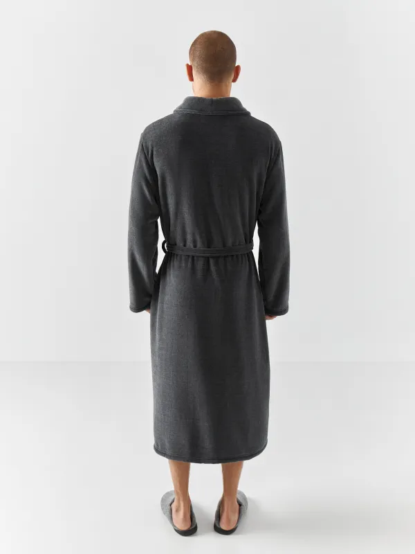 Халат мужской, с длинным рукавом, шенилл/мех, серый, Jesse, image-3