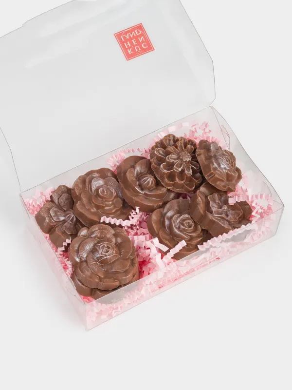 Шоколад, 90 гр, 9 шт, молочный, бельгийский, Цветы, Handmade chocolate, image-3