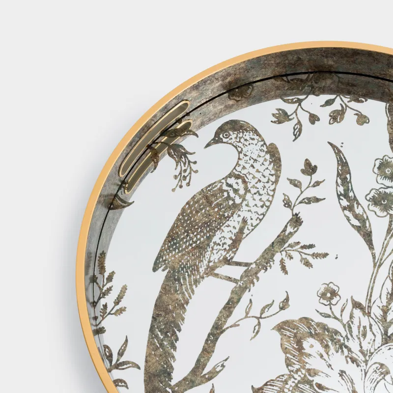 Поднос, 36 см, пластик/стекло, круглый, зеркальный, Птица, Bluebird, image-5