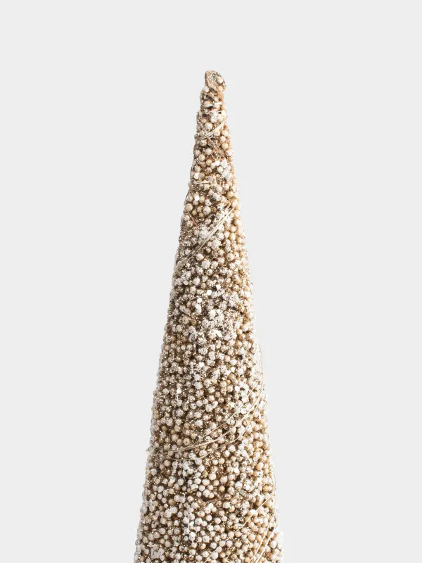 Ель-конус, 60 см, с подсветкой, полиэстер/металл, шампань, Заснеженная ель, Frosty sparks, image-1