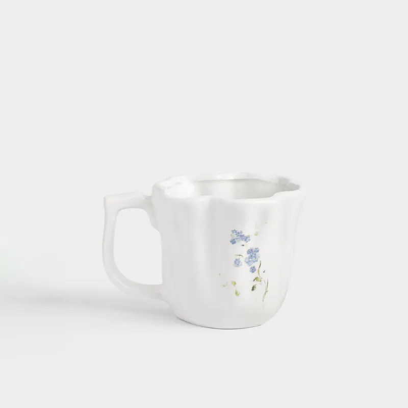 Кружка, 400 мл, керамика D, белая, Незабудка, Crumple flower
