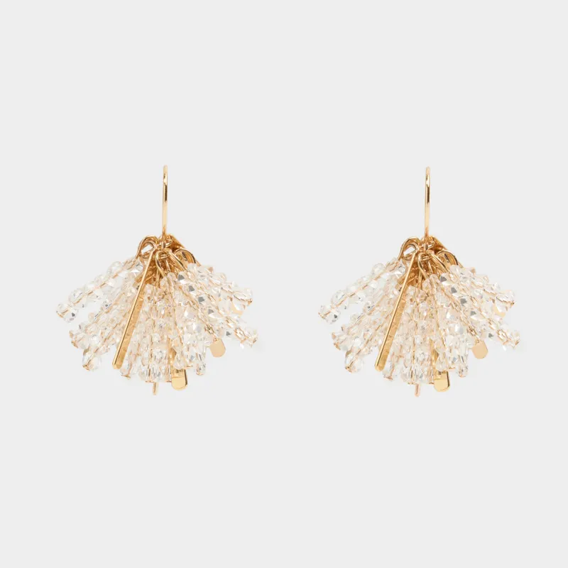 Серьги-пусеты, 3 см, 2 шт, металл/стекло, золотистые, Jewelry