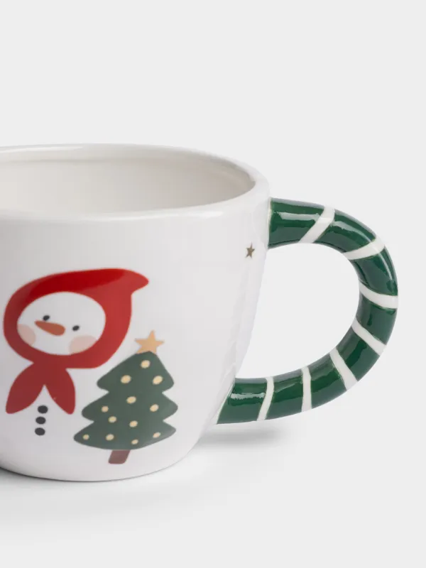 Кружка, 450 мл, Снеговик и елки, Christmas, image-2