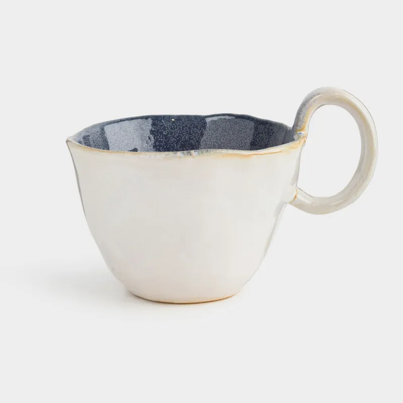Кружка, 300 мл, фарфор P, молочно-синяя, Неровный край, Crumple color