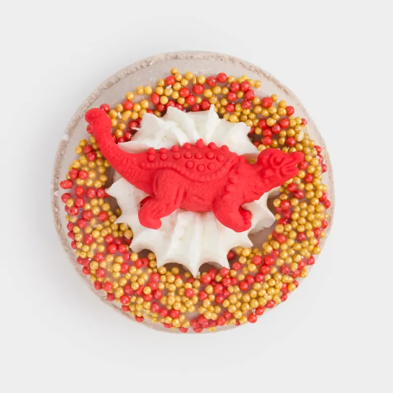 Бомбочка для ванны, 130 гр, с игрушкой, бежевая, Апельсин, Динозавр, Dino