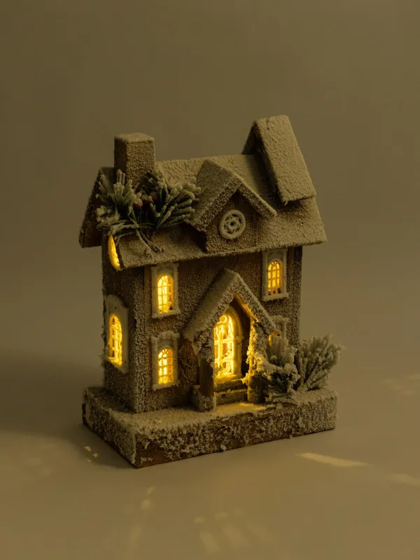 Статуэтка с подсветкой, 25х34 см, дерево, Заснеженный дом, Touch winter, image-4