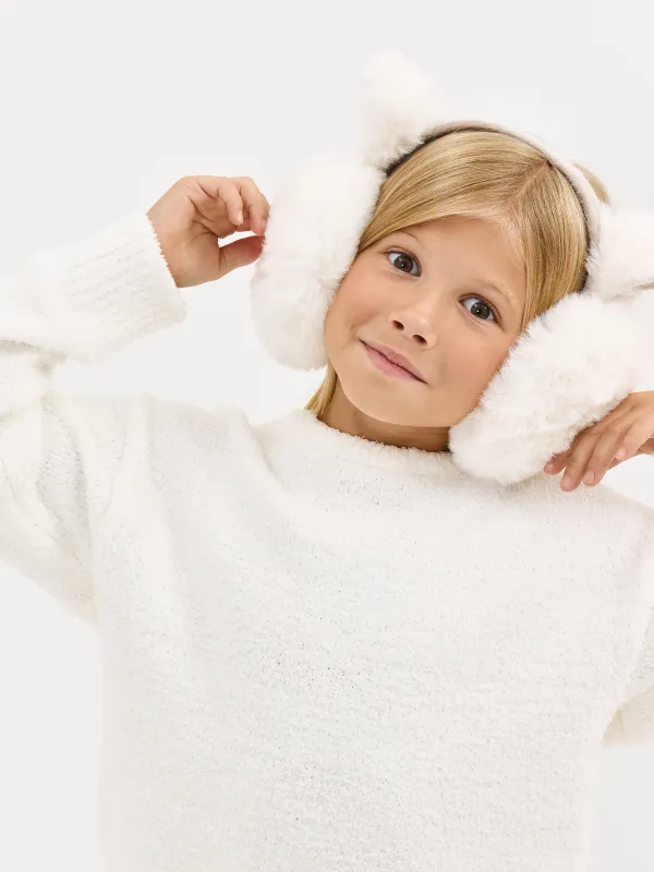 Наушники меховые, 30 см, бархат/искусственный мех, молочные, Ушки, Cat, image-1