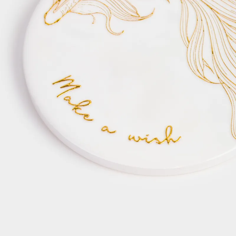 Подставка под кружку, 11 см, круглая, керамика/пробка, белая, Рыбка, Goldfish, image-2