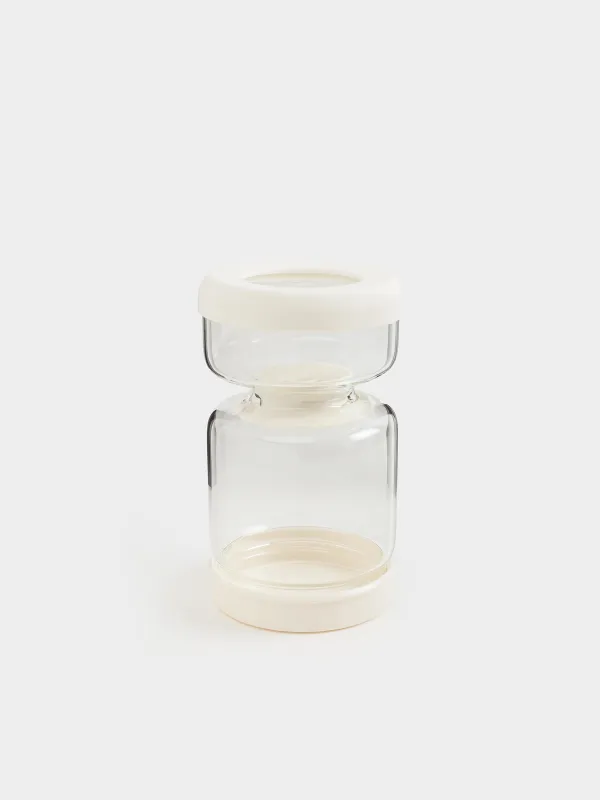 Банка для маринованных продуктов, 300/600 мл, двойная стекло/силикон, бежевая, Laneri, image-1