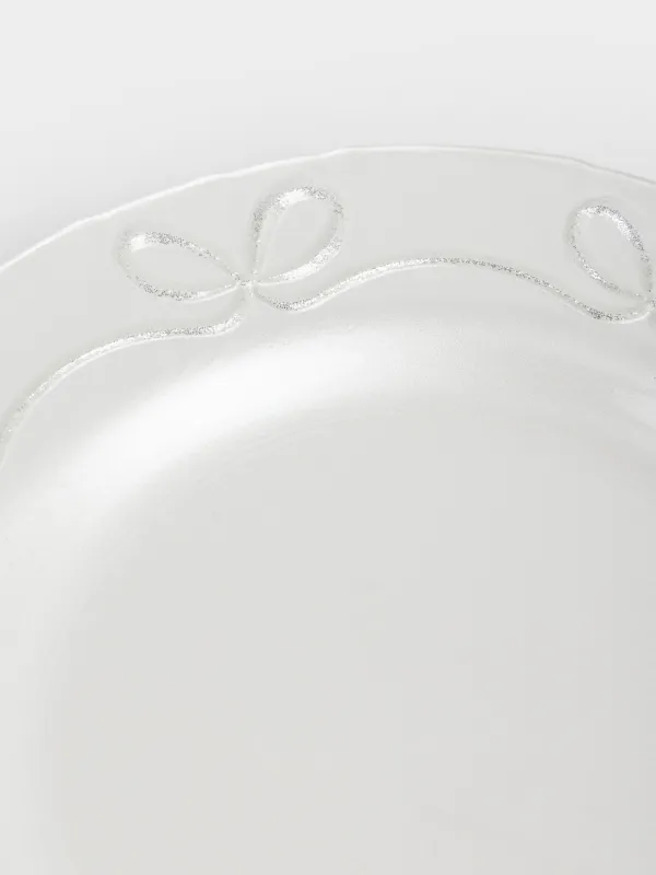 Тарелка обеденная, 28 см, стекло, белая, Банты, Bows pattern, image-3