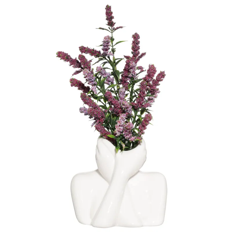 Подставка для косметических кистей, 12 см, фарфор P, белая, Руки на шее, Face, image-3