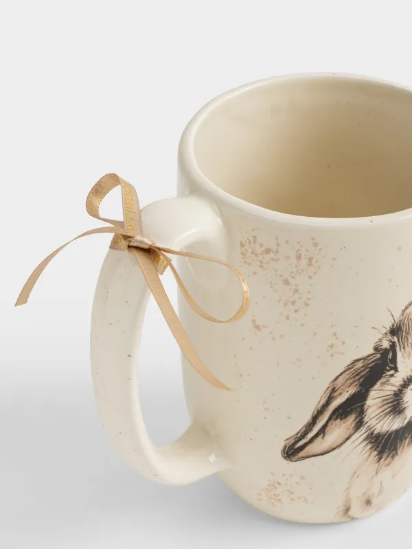 Кружка, 550 мл, керамика D, молочная, в крапинку, Кролик, Easter, image-2