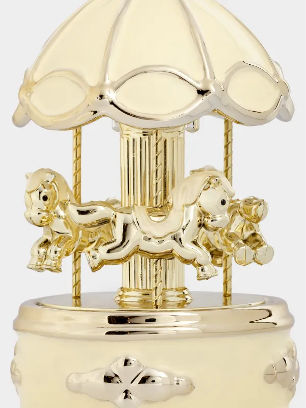 Статуэтка музыкальная, 16 см, с подсветкой, керамика, бело-золотистая, Карусель, Golden style, image-1