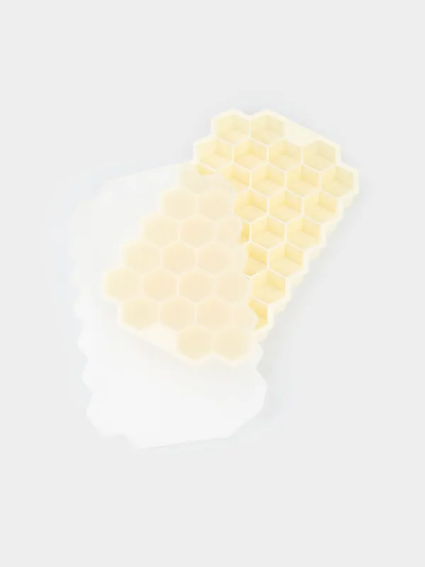 Форма для льда и шоколада, 20 см, 24 отд, силикон, молочная, Соты, Honey, image-3