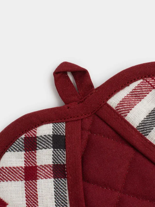 Прихватка, 20х20 см, хлопок, молочная, Сердце в клетку, Hazel heart, image-2