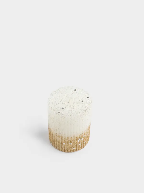 Свеча, 8 см, цилиндрическая, с блестками, Ribbed candle, image-2