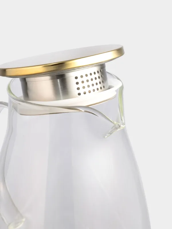 Кувшин, 2 л, с крышкой-фильтром, стекло Б/сталь, золотистый, Classic gold, image-4
