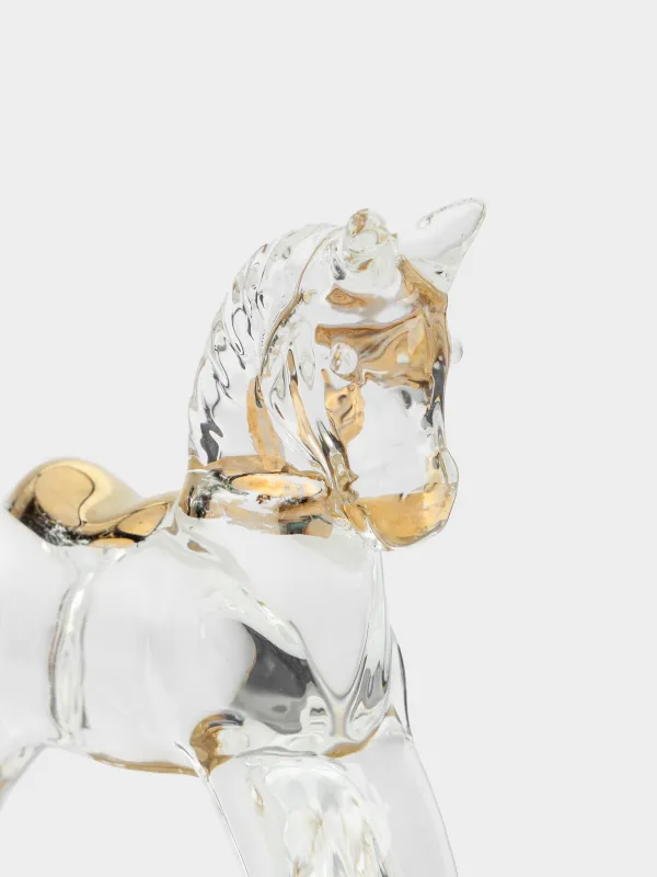 Статуэтка, 8 см, стекло, золотистая, Лошадка-качалка, Horse vitreous, image-3