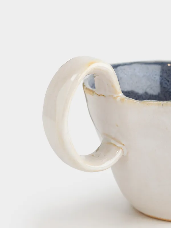 Кружка, 300 мл, фарфор P, молочно-синяя, Неровный край, Crumple color, image-5