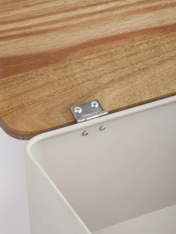 Хлебница, 33х18х13 см, металл/дерево, прямоугольная, бежевая, Ritlen, image-2