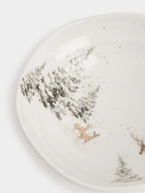 Салатник, 16х5 см, 440 мл, керамика, белый, Олени в снежном лесу, Woodland story, image-4