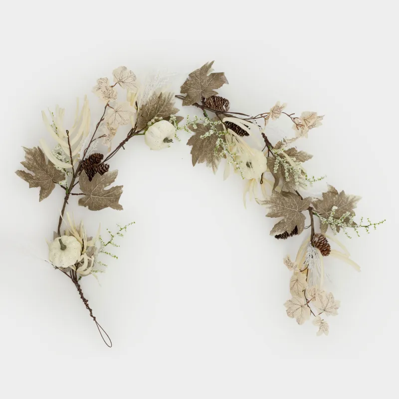Ветка-гирлянда декоративная, 1,2 м, пенопласт/полиэстер, Белый букет, Slight frost decor, image-0