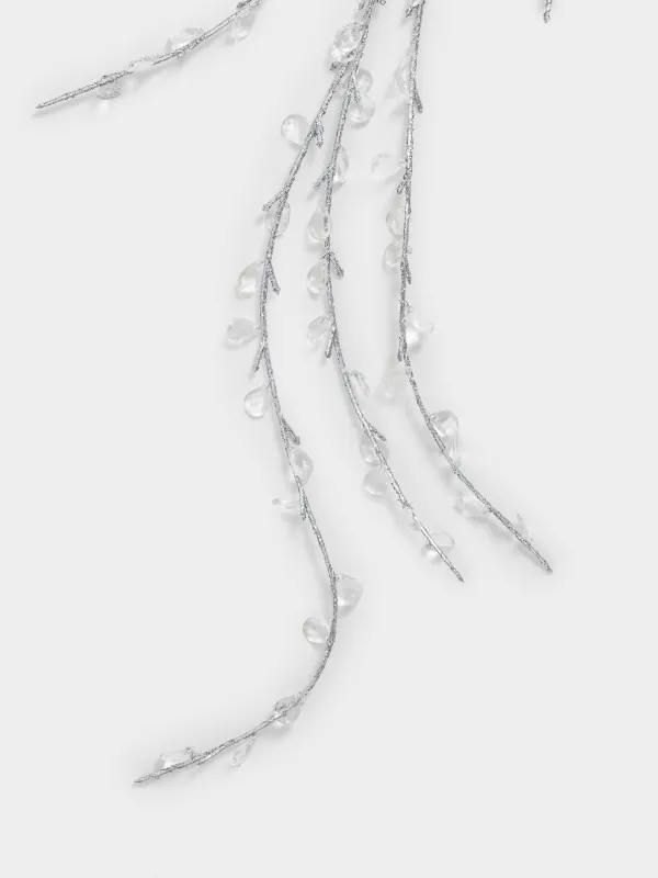 Ветка-гирлянда декоративная, 1,2 м, акрил/металл, серебристая, Кристаллы, Crystal decor, image-1