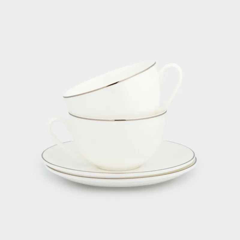 Пара чайная, 2 перс, 4 пр, 250 мл, фарфор F, Pearl-platinum