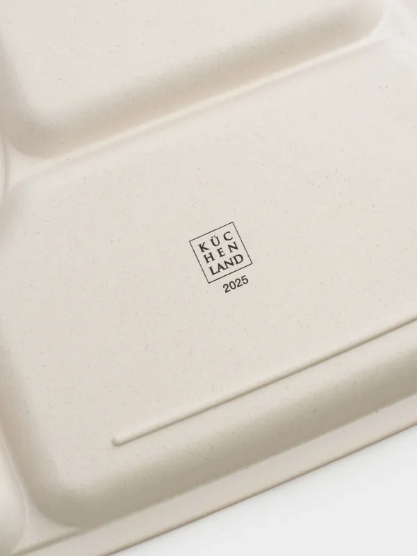 Тарелка обеденная, детская, 27х21 см, 4 отд, бамбук, красная, Лошадки с елкой, Little horse, image-5