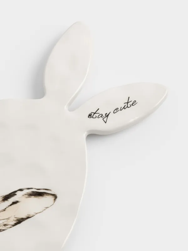 Подставка под горячее, 15х27 см, с ручкой, керамика D, белая, Кролик, Natural Easter, image-3