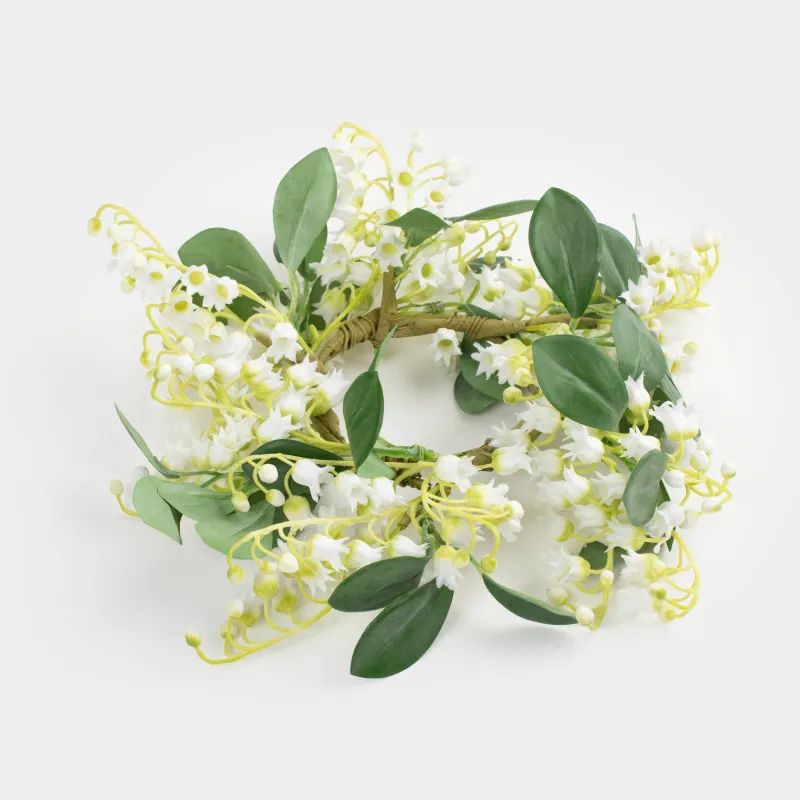 Венок декоративный, 26 см, Белые ландыши, May-lily, image-1