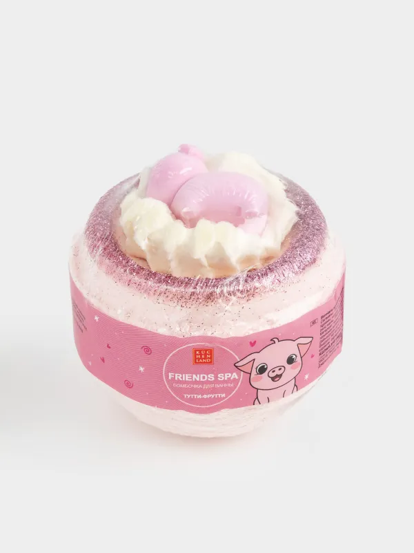 Бомбочка для ванны, 130 гр, с игрушкой, розовая, Тутти-фрутти, Свинка, Friends spa, image-3