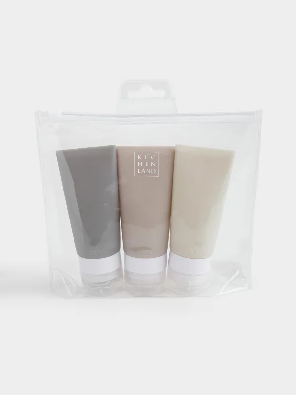 Набор флаконов для путешествий, 3 шт, тюбики, в косметичке, силикон, Travel color, image-3