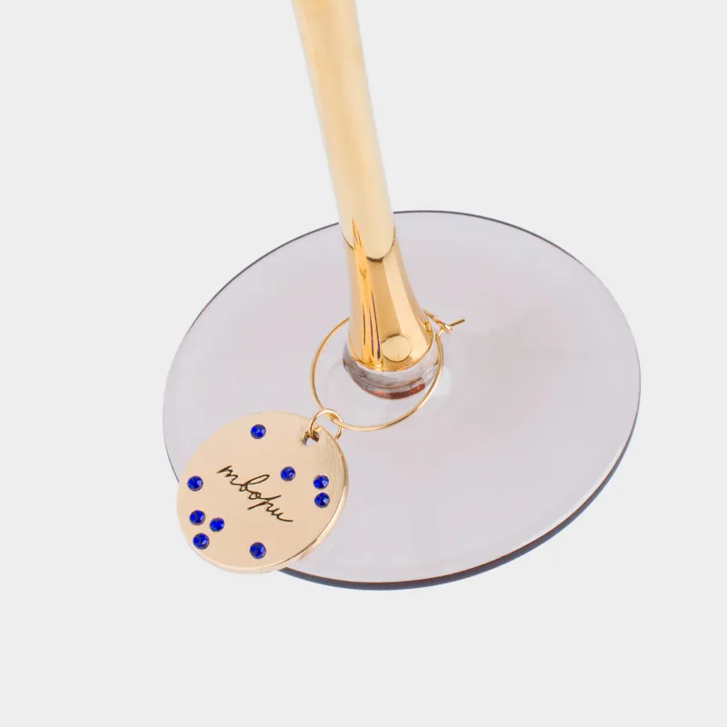 Подвеска для бокала, 6 шт, металл/стразы, золотистая, Пожелания на медальоне, Т Fantastic gold, image-4