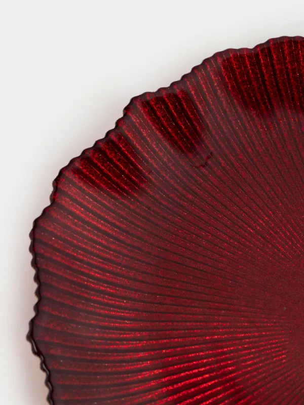 Тарелка обеденная, 28 см, стекло Р, красная, Ribby color, image-4