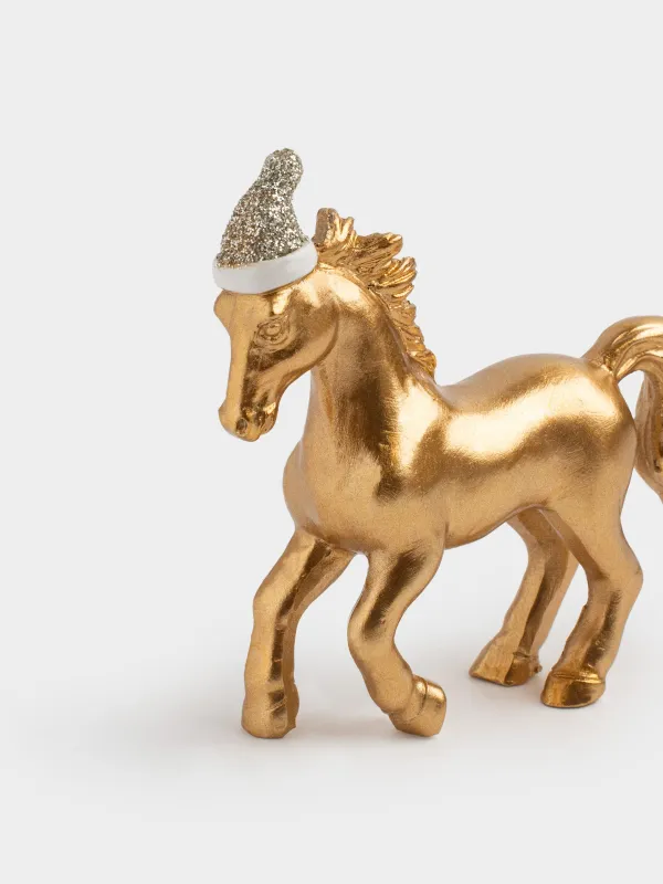 Статуэтка, 8 см, полирезин, золотистая, Лошадь в колпаке, Horse gold, image-2