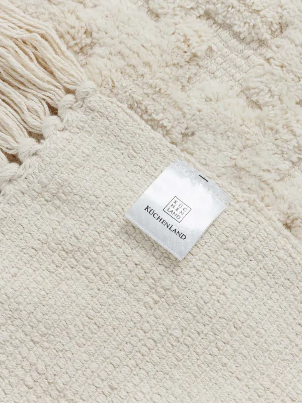 Коврик, 50х80 см, с бахромой, хлопок, песочный, Textured, image-4