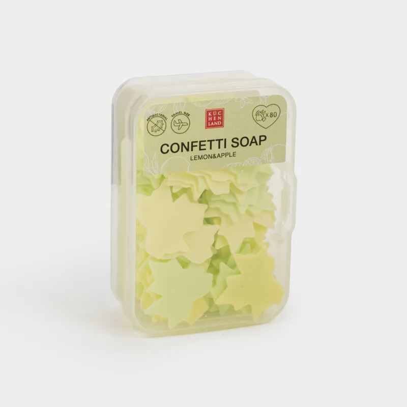 Мыло-конфетти, 2 см, 80 шт, желтое/зеленое, Лимон/Яблоко, Листья, Confetti