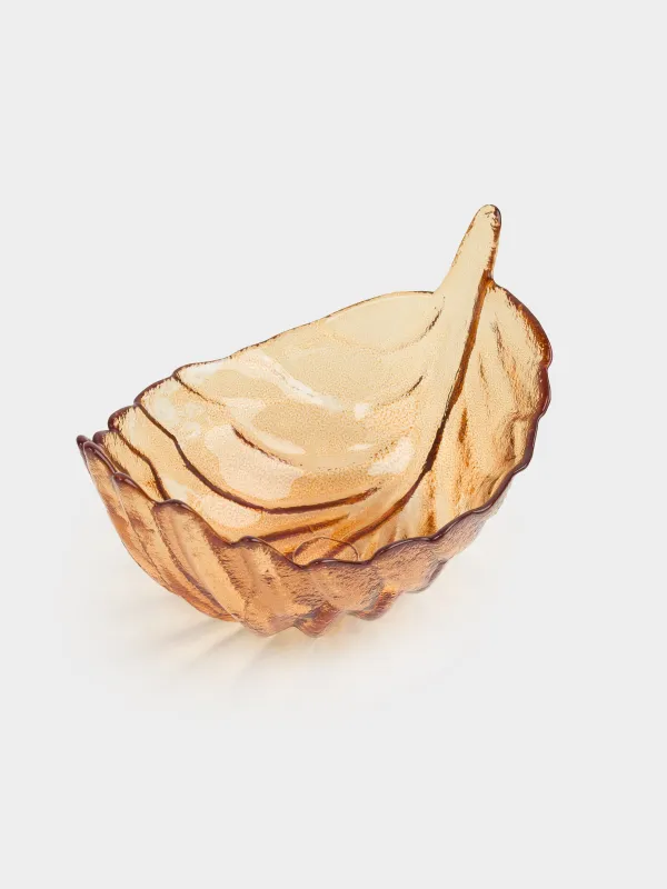 Салатник, 17х10 см, 350 мл, стекло, янтарный, Лист, Curvy, image-0
