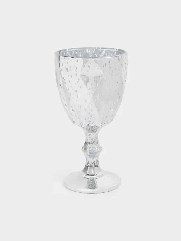 Бокал-кубок для вина, 300 мл, стекло Р, серебристый, Rhomb patina, image-0