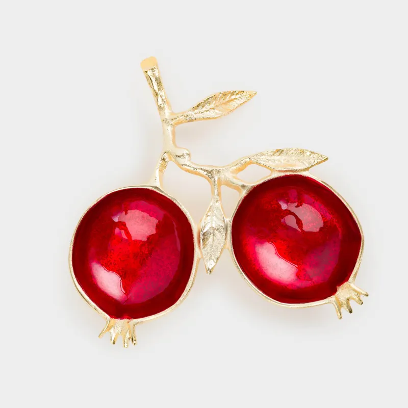 Менажница, 20х23 см, 2 отд, металл, золотисто-красная, Гранаты, Pomegranate, image-3