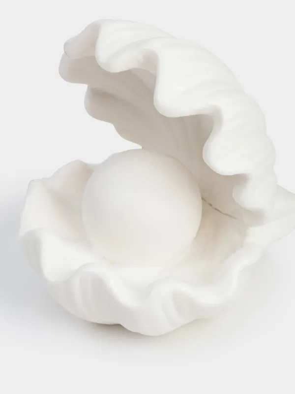 Светильник декоративный, 10х11 см, фарфор P, белый, Ракушка с жемчужиной, Tridacna, image-5