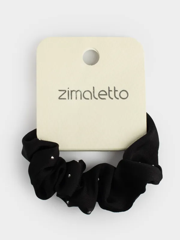 Резинка для волос, 8 см, со стразами, полиэстер, черная, Silk, image-2