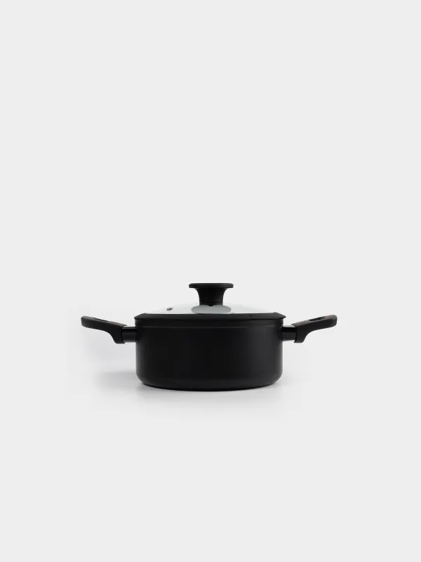 Кастрюля, 20 см, 2,6 л, с крышкой, с покрытием, алюминий, черная, Black rock, image-1